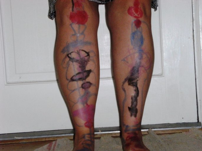 as a tattoo artist. (those are MY sturdy, painted legs!)
